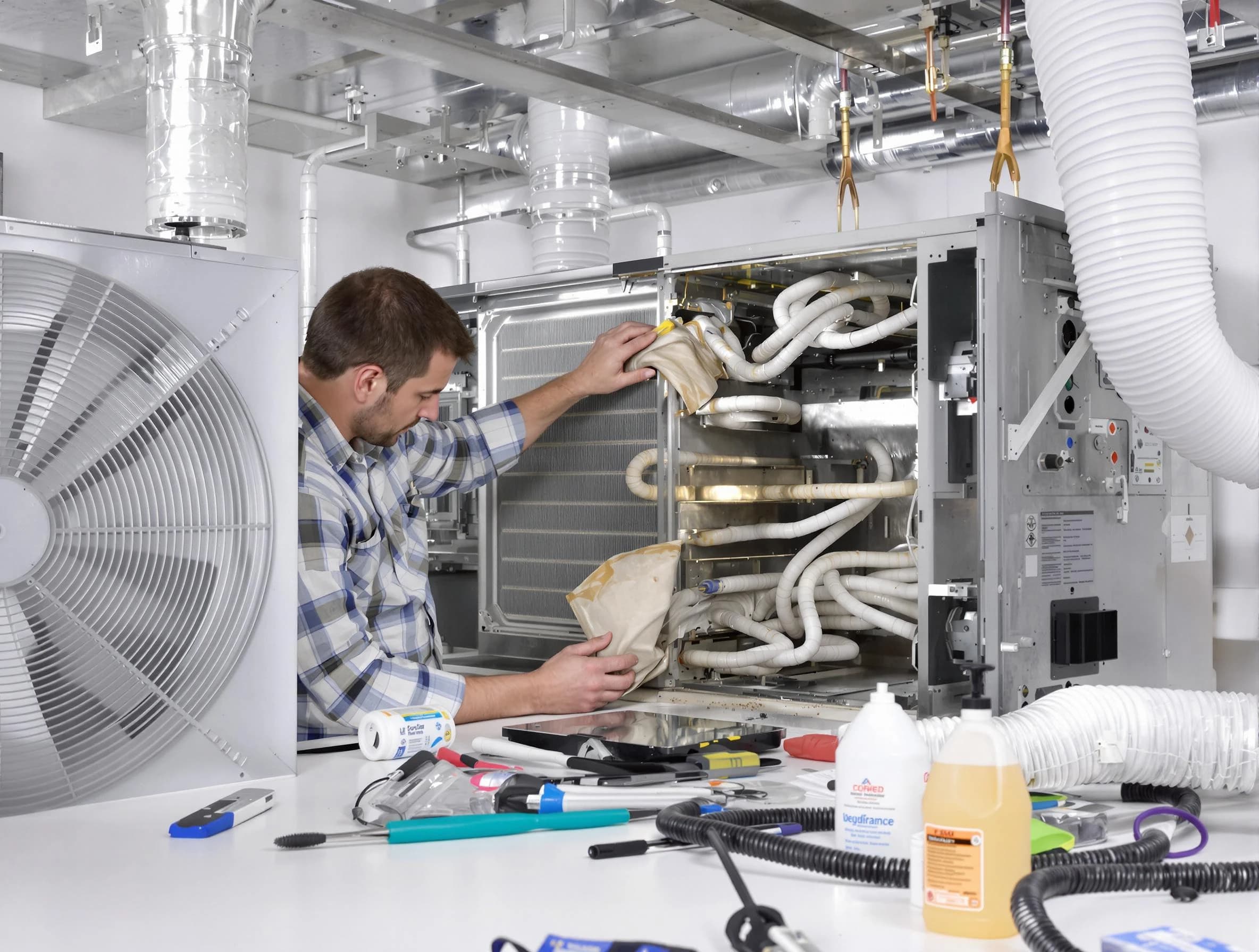 Greensburg Air Duct Cleaning specialist performing precision AC coil cleaning in Greensburg