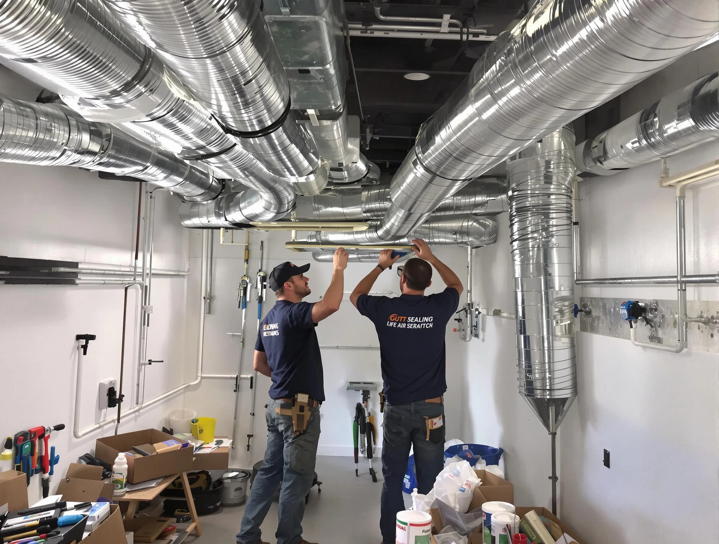 Greensburg Air Duct Cleaning technician applying professional duct sealing solutions in Greensburg