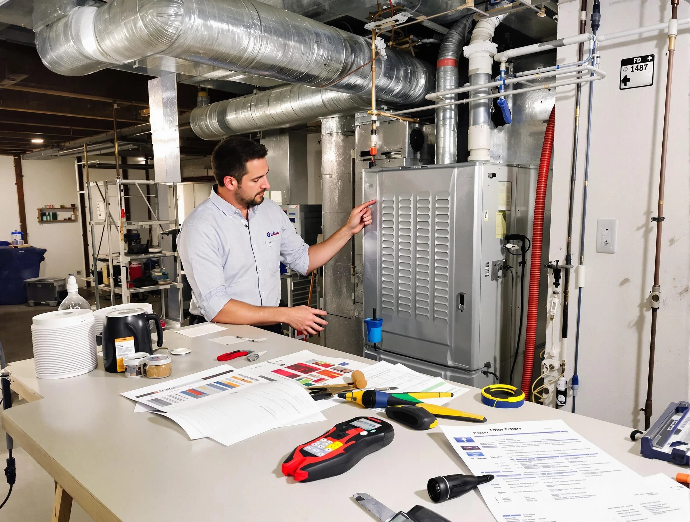 Greensburg Air Duct Cleaning inspector conducting detailed filter system evaluation using professional diagnostic tools in Greensburg