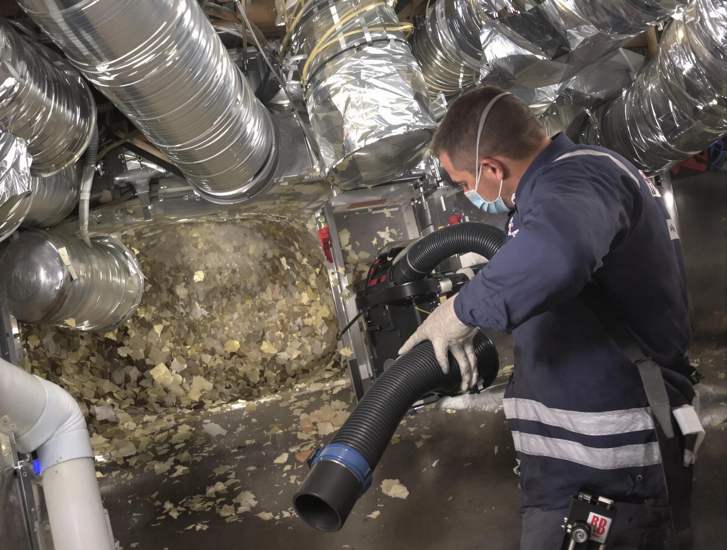 Greensburg Air Duct Cleaning specialist operating negative pressure cleaning equipment for thorough duct maintenance in Greensburg