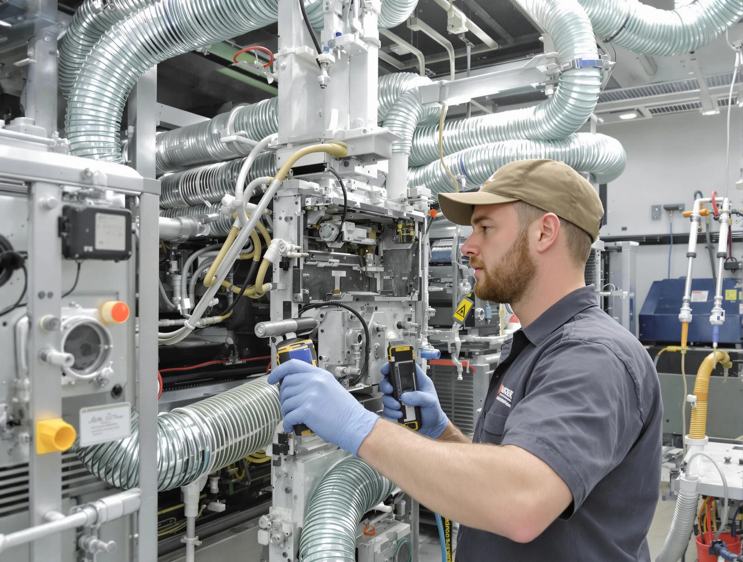 Greensburg Air Duct Cleaning technician performing precision commercial coil cleaning at a business facility in Greensburg