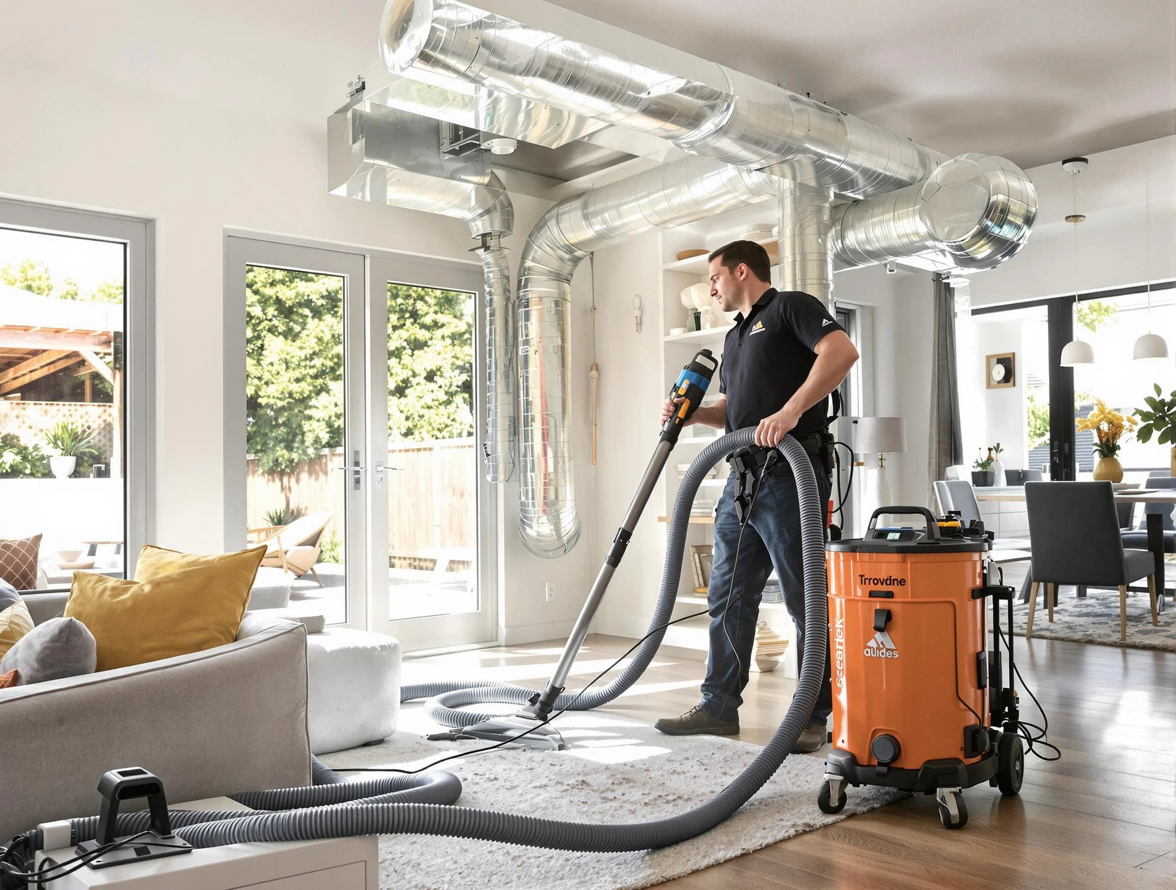 Greensburg Air Duct Cleaning specialist performing thorough residential duct cleaning using advanced equipment in Greensburg