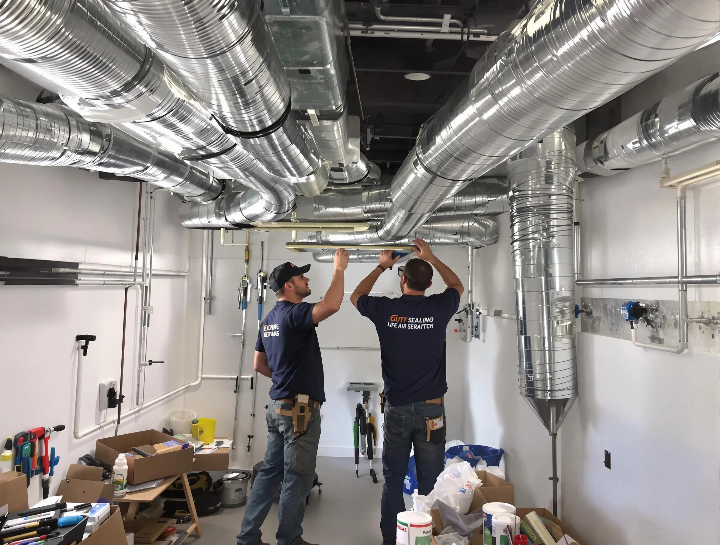 Greensburg Air Duct Cleaning technician applying professional duct sealing solutions in Greensburg
